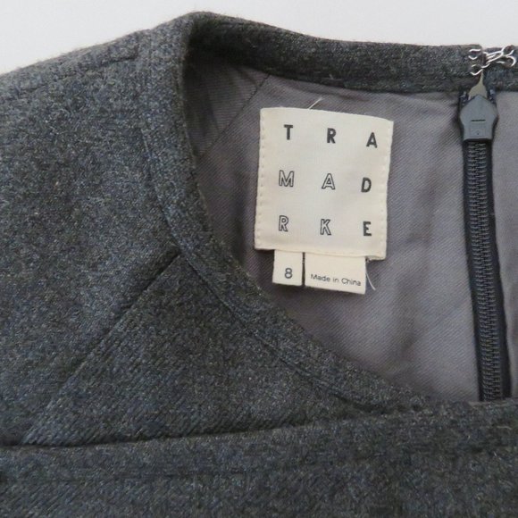 TRADEMARK gray wool Shift dress sz 8 - Picture 4 of 6